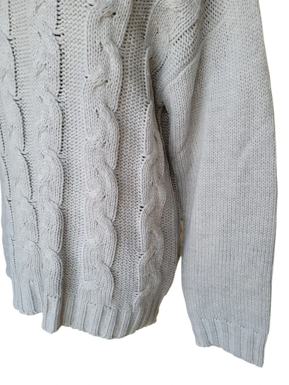 Women's Grey Cable Knit Turtleneck Sweater